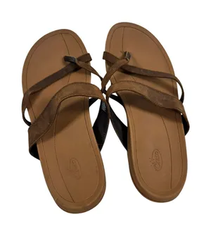 Chaco Maya II Leather Sandals Womens 8 Cognac Brown Strappy Toe Loop thumbnail 1