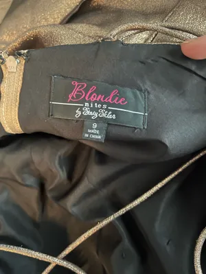 Blondie Nites Metallic Champagne Evening Gown thumbnail 8