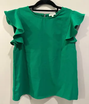 TCEC Kelly Green Flutter Sleeve Blouse thumbnail 1