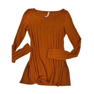 Anthropologie Ribbed Knit Tunic Sweater‎ Top XS Rust Orange Stretch Minimalist thumbnail 2