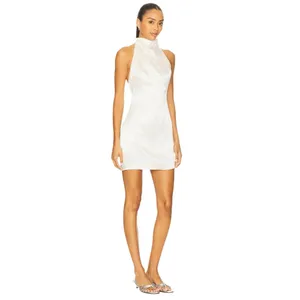 Amanda Uprichard Kyoto Dress in Ivory Medium Womens Satin Halter Cocktail thumbnail 3