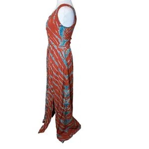 YFB Young Fabulous & Broke Sleeveless Rust‎ Orange & Blue Maxi Dress Med Tie Dye thumbnail 5