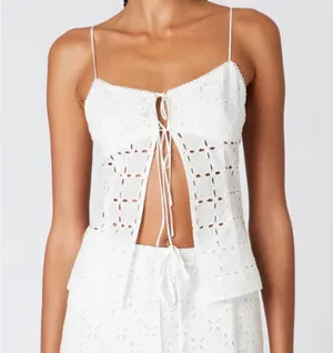 NIA Mia Top (White Eyelet Lace Tie-Front Top) thumbnail 1