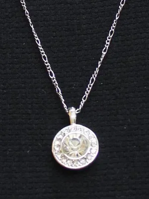 NEW Crystal Halo Medallion Pendant Necklace Silver Gray / Clear 18" + 2" thumbnail 1