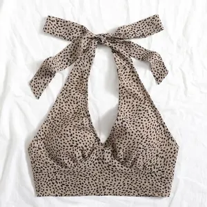 SHEIN Tie Halter Crop Top thumbnail 1