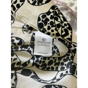 Express Leopard Bow Print Blouse Large Black White Modern Chic Office Peplum Top thumbnail 8