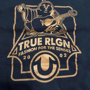 True Religion black Buddha Graphic‎ Crewneck Sweatshirt Medium Copper Gold Logo thumbnail 6