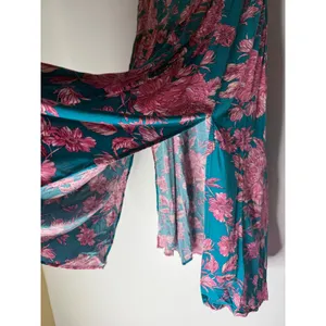 Abel the Label Teal Pink Floral Maxi Skirt High Slit Boho Rayon Womens Size M thumbnail 5