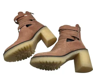 Free People US 9 EU 39 Jesse Cutout Strappy Platform Boots Brown Tan Heeled Boho thumbnail 15