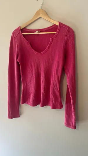 Pilcro and the Letterpress Pink Thermal Waffle Knit Long Sleeve Top Size Small thumbnail 2