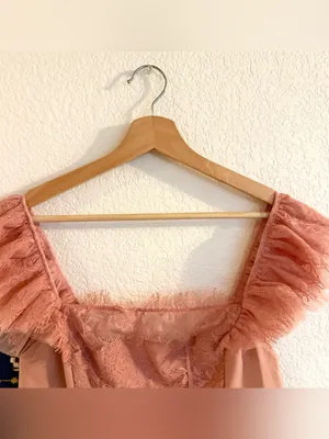 Free People Intimately Womens Top Live It Up Cami Peach Lace Ruffle Size Large thumbnail 3