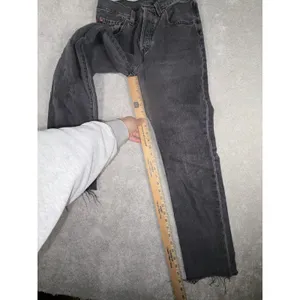 womens levis 501 button fly jeans 26x28 raw‎ hem Washed Black Gray thumbnail 10