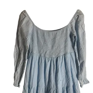 Area Stars Eyelet Trim Light Blue Long Sleeve Square Neck Dress Size Medium thumbnail 11