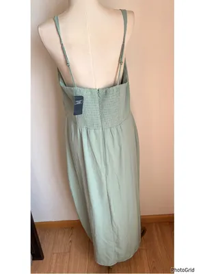 Abercrombie Corset Lace Up Seafoam Green Midi Dress Large Tall New Tags thumbnail 4