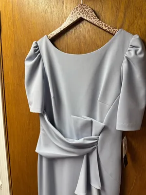 Betsy & Adam Womens Ruched Side Slit Evening Dress Maxi Gown Light Blue 10 NEW thumbnail 7