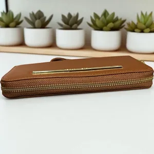 Steve Madden Bzippy‎ Cognac Brown Zip Around Wallet with Wristlet Strap NEW thumbnail 2