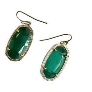 Kendra Scott Dani earrings in gold and emerald cat's eye thumbnail 8