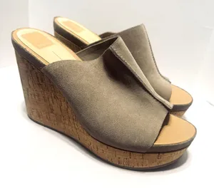 Dolce Vita Sandals Ross Womens Beige Suede Cork‎ Wedge Platform High heels 8.5 thumbnail 1