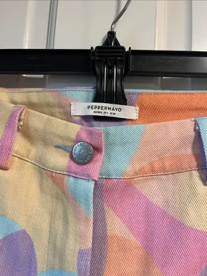 Peppermayo Colorful Print Pants NWOT US Size 4 thumbnail 4