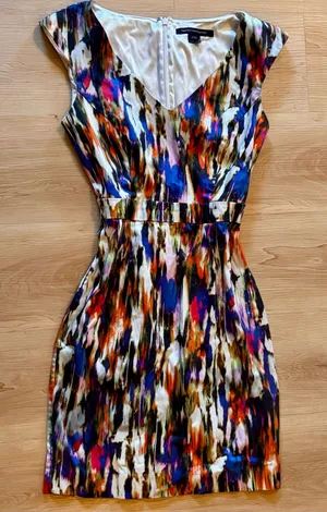 French Connection Record Ripple Sheath Dress - Multicolor Abstract Streak Print - Size 4 thumbnail 1