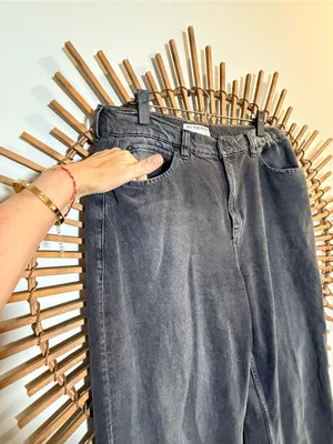 Free People We The Free Tinsley Baggy High Rise Straigjt Leg Jeans Faded Black Slouch Grunge thumbnail 4