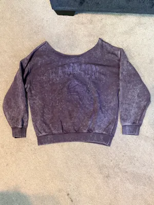 Urban Outfitters Purple Acid Wash Champion Off The Shoulder Sweatshirt Size S/M thumbnail 3