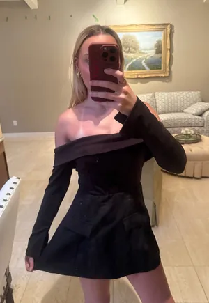 Off Shoulder Long Sleeve Black Dress Size XS thumbnail 1