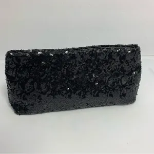 Victoria's Secret Clutch Handbag Sequence Black Snap Bag Make Up‎ Bag thumbnail 3