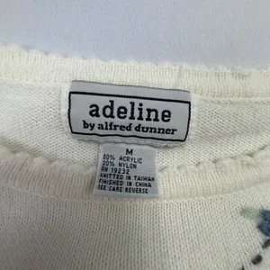 Adeline Alfred Dunner Vintage Women's Cream Floral Embroidered Pullover Sweater thumbnail 2