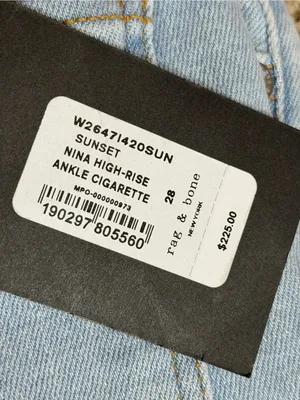🆕 rag & bone High Rise Ankle Cigarette Jeans size 28, Nina thumbnail 6