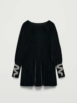 Zara THE ITEM Black Velvet Dress‎ size L thumbnail 3