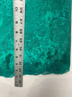 Victorias Secret size medium green paisley Lace Trim Teal Camisole Slip vintage thumbnail 6