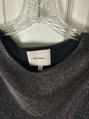 Reformation Dusk Knit Top in Core Black Silver Sparkle XS thumbnail 5