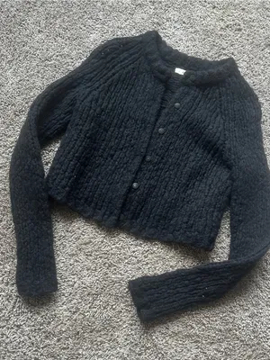 J Brand Black WOOL Textured Button-Front Knit Cardigan thumbnail 1