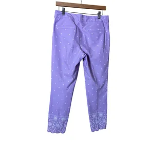 Old Navy Pixie Scallop Pants 10‎ Purple Floral Embroidered Preppy Cottagecore thumbnail 5
