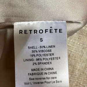 Retrofête Blaine Beige Linen Sleeveless Halter Backless Mini Bodycon Dress Sz S thumbnail 4