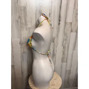 Multicolor Floral Triangle Bikini Top – Size Medium Green thumbnail 3