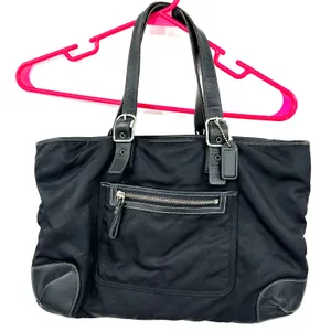 Coach‎ Black Handbag Purse Shoulder Bag Tote Buckled Straps Worn Needs Love thumbnail 1