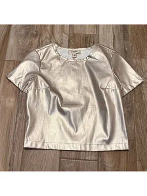 Anthropologie Porridge Collin Faux Leather Short Sleeve Top thumbnail 2