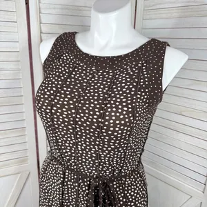 Perceptions Polka Dot Panel A Line Midi Dress Sleeveless‎ Brown White 12 thumbnail 7