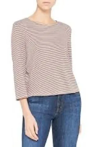Theory Sedona Multi Striped Lowell‎ Knit Square Tee Button Back Top P thumbnail 1