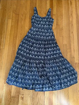 Pink Chicken New York Marilyn Dress 100% cotton block print maxi size S thumbnail 2