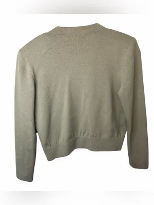 Vintage St. Andrew Sage Green V-Neck Cardigan Sweater with Gold Buttons thumbnail 2