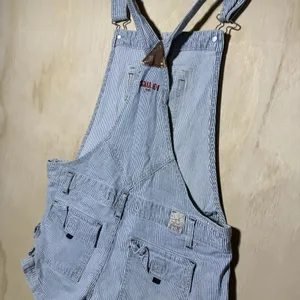 Zana Di Jeans Womens L Railroad Stripe Shortalls Overalls Cargo Y2K Utility Blue thumbnail 7