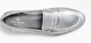 Kate Spade New York METALLIC SILVER Women's Genevieve Loafers‎ Size 6.5 Crinkle thumbnail 1