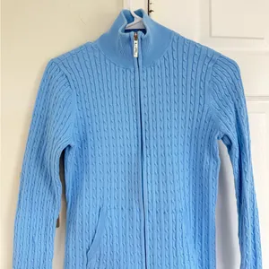 Lauren Ralph Lauren Active Women’s Light Blue Cable-Knit Full Zip Sweater M thumbnail 2