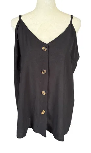 Shiela Rose women's black sleeveless button down v-neck tank top size XL thumbnail 1
