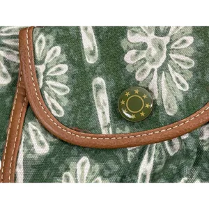 Y2K 90s The Sak Green Floral Canvas Shoulder Bag Brown Faux Leather Trim Purse thumbnail 3
