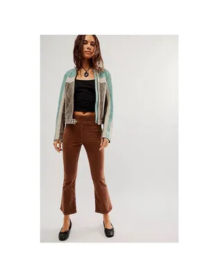 Free People In‎ My Feelings Cropped Bootcut Cord Pant in Chocolate Brown Size L thumbnail 3
