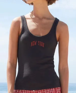 Brandy Melville Black Tank Top with Red Print thumbnail 1